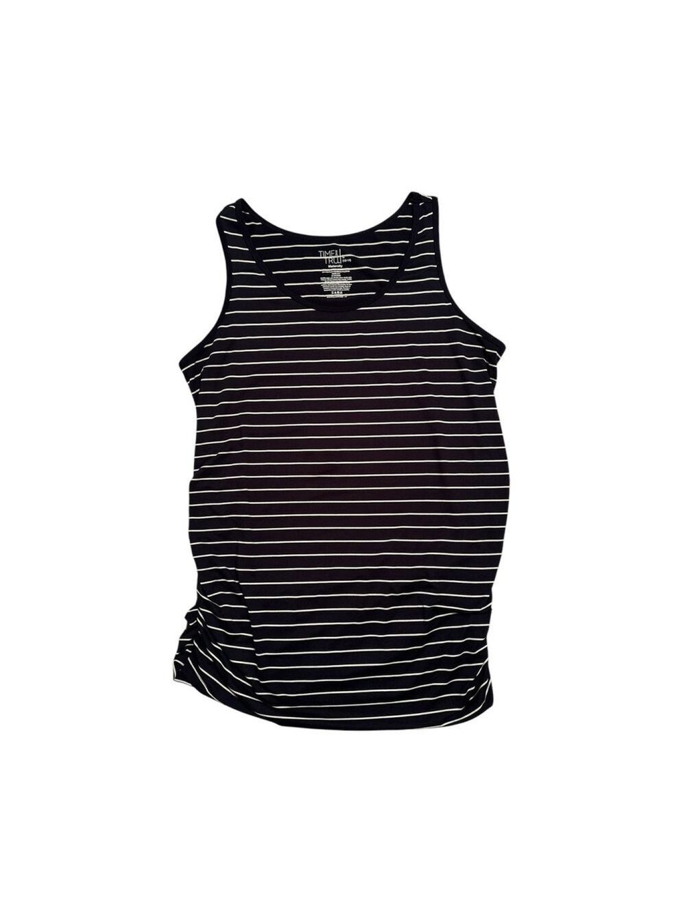 Time and Tru Maternity Tank Top Womens Large 12-14 Blue & White Stripe Stretch